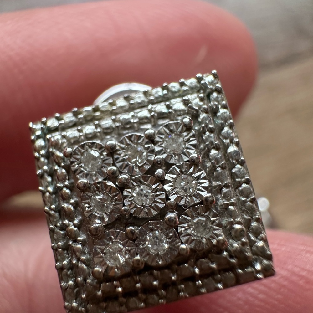 Square Diamond Pave Earrings - Picture 7 of 8